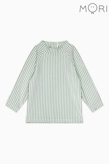 MORI Kids Green Stripe UPF 50 Recycled Seersucker Rash Vest (B33922) | 166 SAR