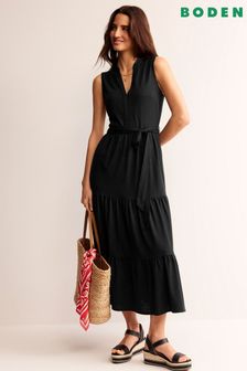 Boden Black Naomi Notch Jersey Maxi Dress (B33972) | 396 QAR