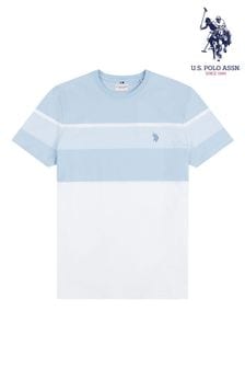 U.S. Polo Assn. Mens Classic Fit Blue Block Stripe T-Shirt (B33978) | 223 SAR