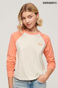 Superdry Nude Essential Logo Long Sleeve Baseball Top (B34041) | OMR14