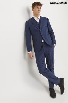 JACK & JONES Blue Linen Blend Slim Fit Trousers (B34046) | 414 SAR
