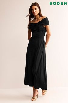 Boden Black Petite Bardot Jersey Maxi Dress (B34151) | 485 QAR