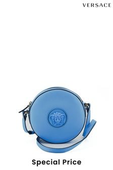 Versace Blue Calf Leather Round Disco Shoulder Bag (B34317) | €1,282