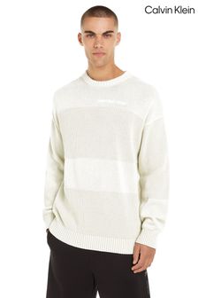 Calvin Klein White Knitted Crew Neck Jumper (B34349) | kr1,558