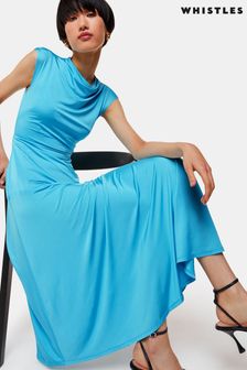 Whistles Blue Iris Asymmetric Jersey Dress (B34374) | €224