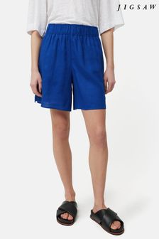 Niebieski - Jigsaw Linen Black Shorts (B34486) | 410 zł