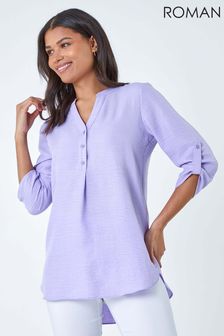 Roman Purple Longline Button Tunic Top (B34543) | €43