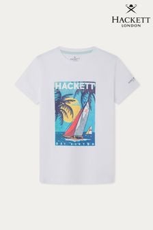 Hackett London Older Boys Short Sleeve White T-Shirt (B34609) | 148 QAR