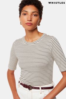 Tricou slim Whistles Albastru Dungă (B34905) | 292 LEI