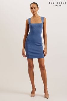 Ted Baker Blue Imojenn Knitted Bodycon Mini Dress (B35279) | $214