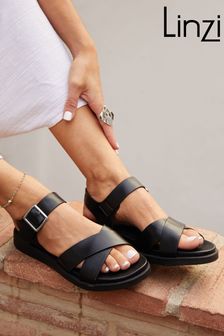 Linzi Alanis Front Cross-over Flatform Sandals (B35304) | 191 LEI