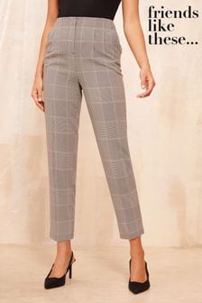 Friends Like These Brown Check Tailored Ankle Grazer Trousers Co Ord Suit (B35339) | $75