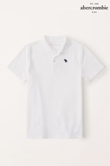 Abercrombie & Fitch Logo Pique White Polo Shirt (B35423) | €31