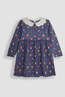 JoJo Maman Bébé Purple Toadstool Floral Broderie Collar Dress (B35491) | HK$236