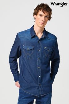 Temno denim modra - Wrangler Western Denim Long Sleeved Shirt (B35503) | €74