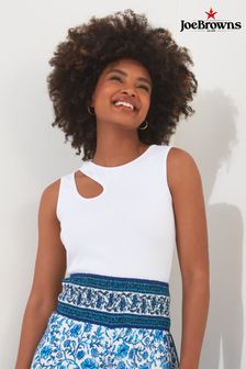 Joe Browns White Asymmetric Cut Out Ribbed Vest Top (B35547) | AED144