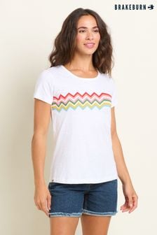 Brakeburn White Retro Wave T-Shirt (B35610) | $45