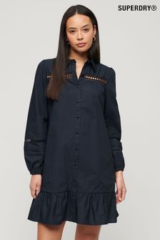 Синий - Кружевное платье-рубашка Superdry (B35629) | €122