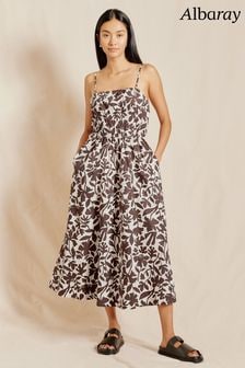 Albaray Cut Out Floral Strappy Brown Dress (B35704) | €126