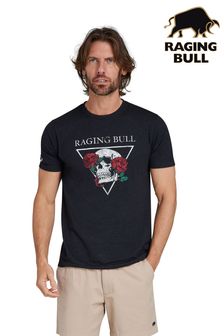 Raging Bull T-Shirt mit Rosen- unt Totenkopfmotiv, Schwarz (B35718) | 50 € - 53 €