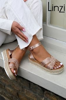 Linzi Metallic Karla Embellished Two Part Espadrille Inspired Wedges (B35768) | $60