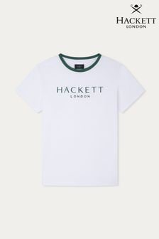 Hackett London Men Short Sleeve White T-Shirt (B35786) | LEI 418