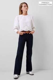 French Connection Alissa Cotton Broiderie Top (B36157) | AED383