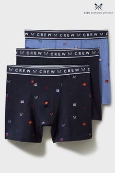 Crew Clothing Three Pack Print Cotton Boxers (B36188) | SGD 68
