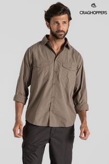 Craghoppers Kiwi Long Sleeved Brown Shirt