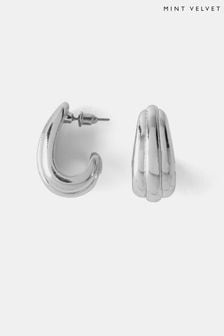 Mint Velvet Silver Ribbed Teardrop Earrings (B36456) | €34