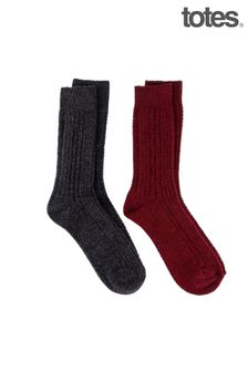 Totes Grey Twin Pack Thermal Wool Blend Socks (B36518) | AED83