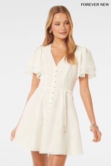 Forever New White Avril Button Through Mini Dress (B36588) | kr974