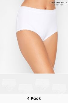 Long Tall Sally White Cotton Stretch Full Briefs 4 Pack (B36599) | €24