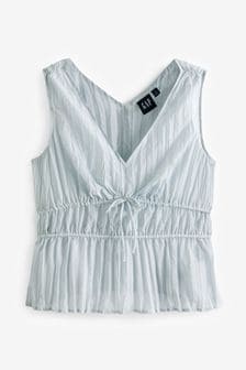 Gap Grey Pleated V Neck Cinched Sleeveless Top (B36611) | €35