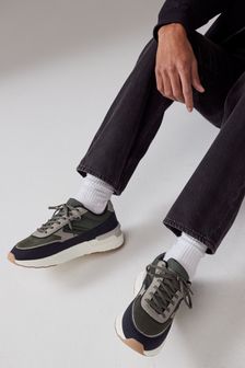 Khaki Green Nylon Runners Shoes (B36647) | $62