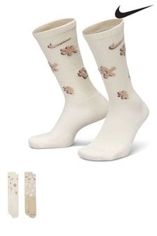 Nike Neutral Everyday Plus Flower Cushioned Crew Socks 2 Pack (B36654) | kr260