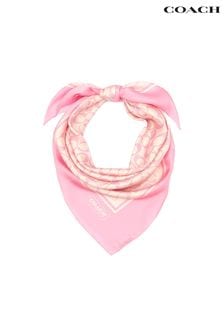 Розовый квадратный шелковый шарв с принтом Coach Signature Vintage (B36655) | €131