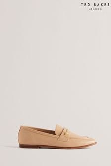 Ted Baker Cream Zoee Flat Loafers With Signature Bar (B36878) | 593 QAR