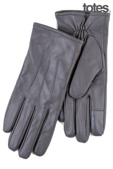 Totes Grey 3 Point Smartouch Leather Gloves (B36926) | $44
