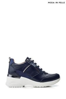Moda in Pelle Blue Alican Chunky Lace-Up Wedges Trainers (B36932) | AED605