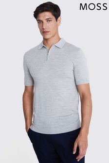 Темно-серый - Moss рубашка поло из мериносовой мерзлоты с короткой молнией (B36964) | €66