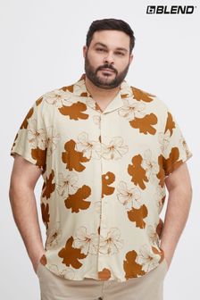 Blend Brown Floral Resort Short Sleeve Shirt (B37017) | kr389