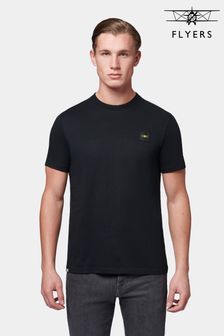 Czarny - Flyers Classic Fit Mens Textured Collar T-shirt (B37034) | 160 zł