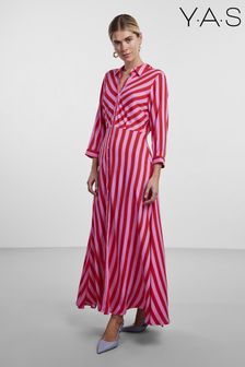 YAS Pink Maxi Length Shirt Dress (B37077) | kr844