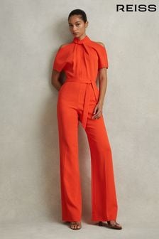 Reiss Orange Amari Split Sleeve Twist Neck Jumpsuit (B37106) | €351