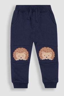 JoJo Maman Bébé Navy Blue Hedgehog Appliqué Knee Pet in Pocket Joggers (B37239) | kr420