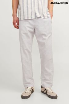 JACK & JONES Grey Linen Blend Relaxed Fit Trousers (B37259) | 208 QAR