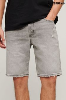Superdry Grey Straight Denim Shorts (B37319) | LEI 301