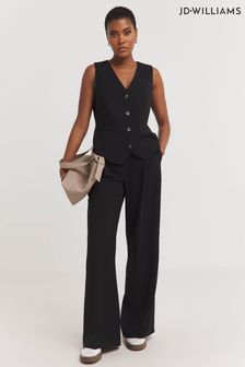 Czarne teksturowane spodnie Jd Williams z zaszewkami i szerokimi nogawkami (B37348) | 220 zł