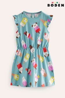 Boden Green Ice Cream Frill Sleeve Jersey Dress (B37495) | $33 - $37